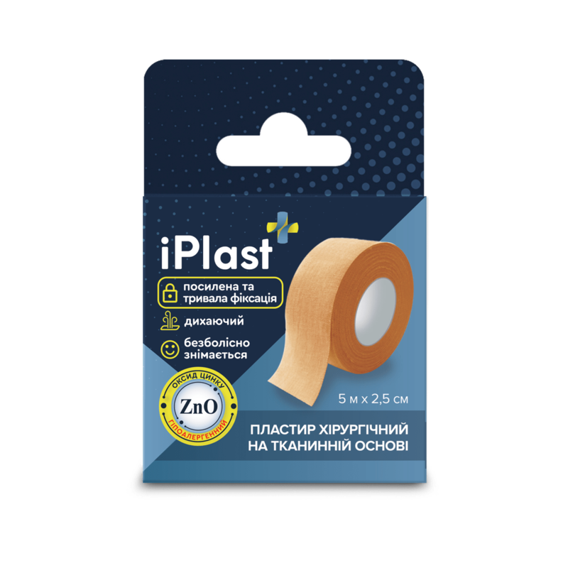 Пластир iPlast хірургічний ткан.осн. 5 м х 2,5 см